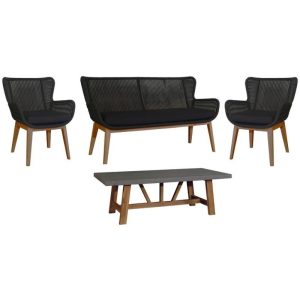 Vivian Outdoor Four pc Sofa Set-Blk/Charcoal/Grey by best price furniture outlet